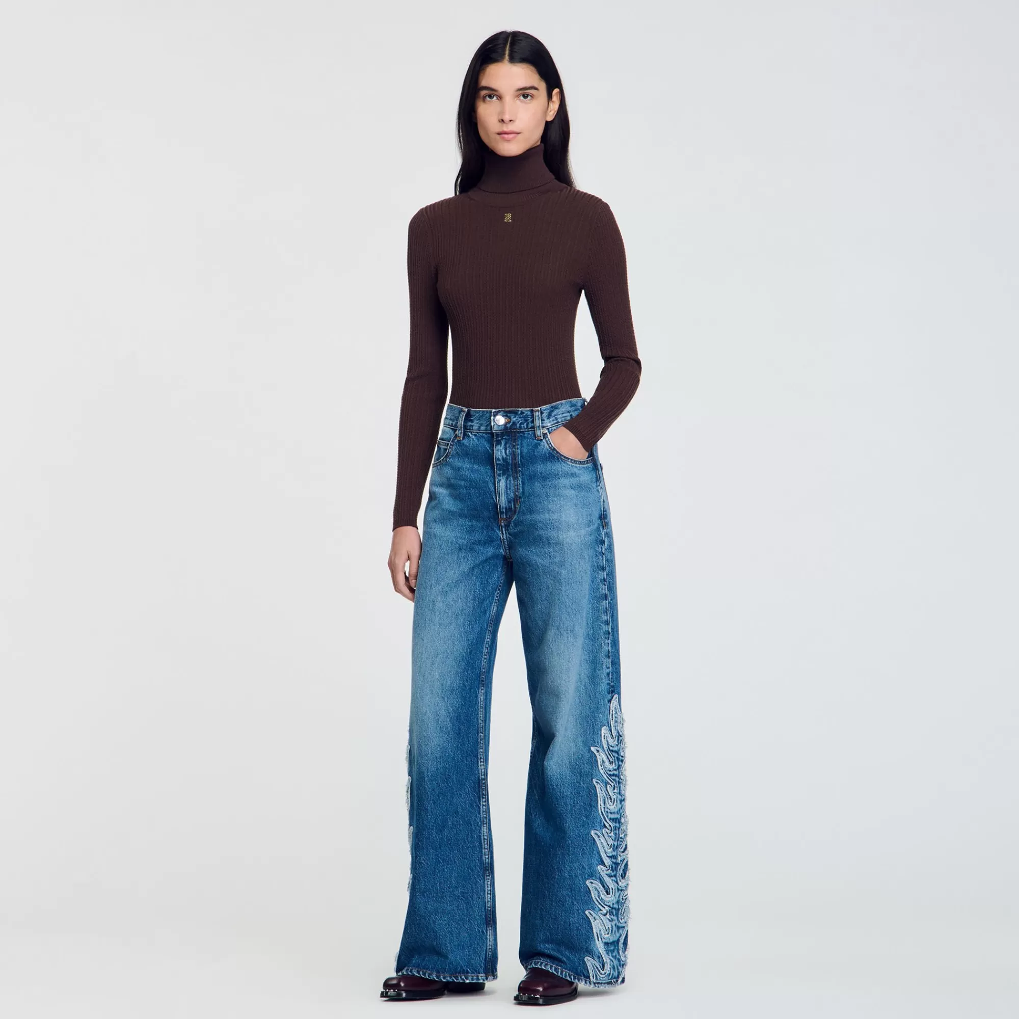 DAMES Sandro Flare Jeans Met Vlammen