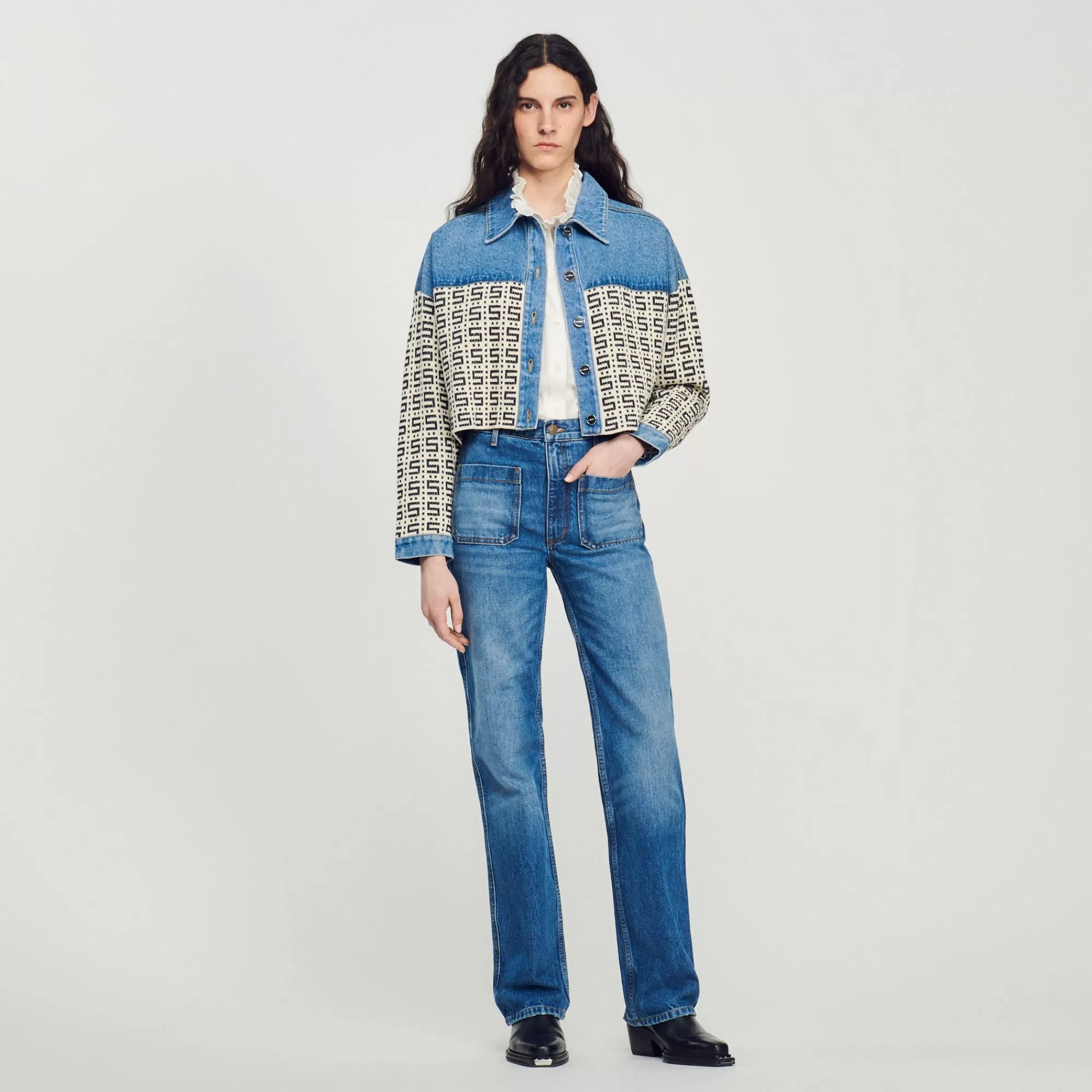 DAMES Sandro Korte Denim Cardicoat