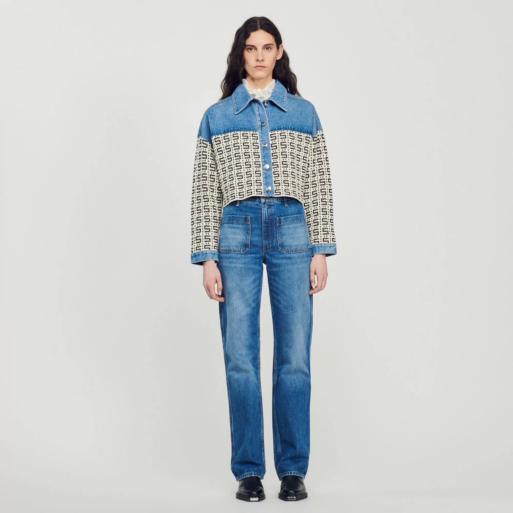 DAMES Sandro Korte Denim Cardicoat