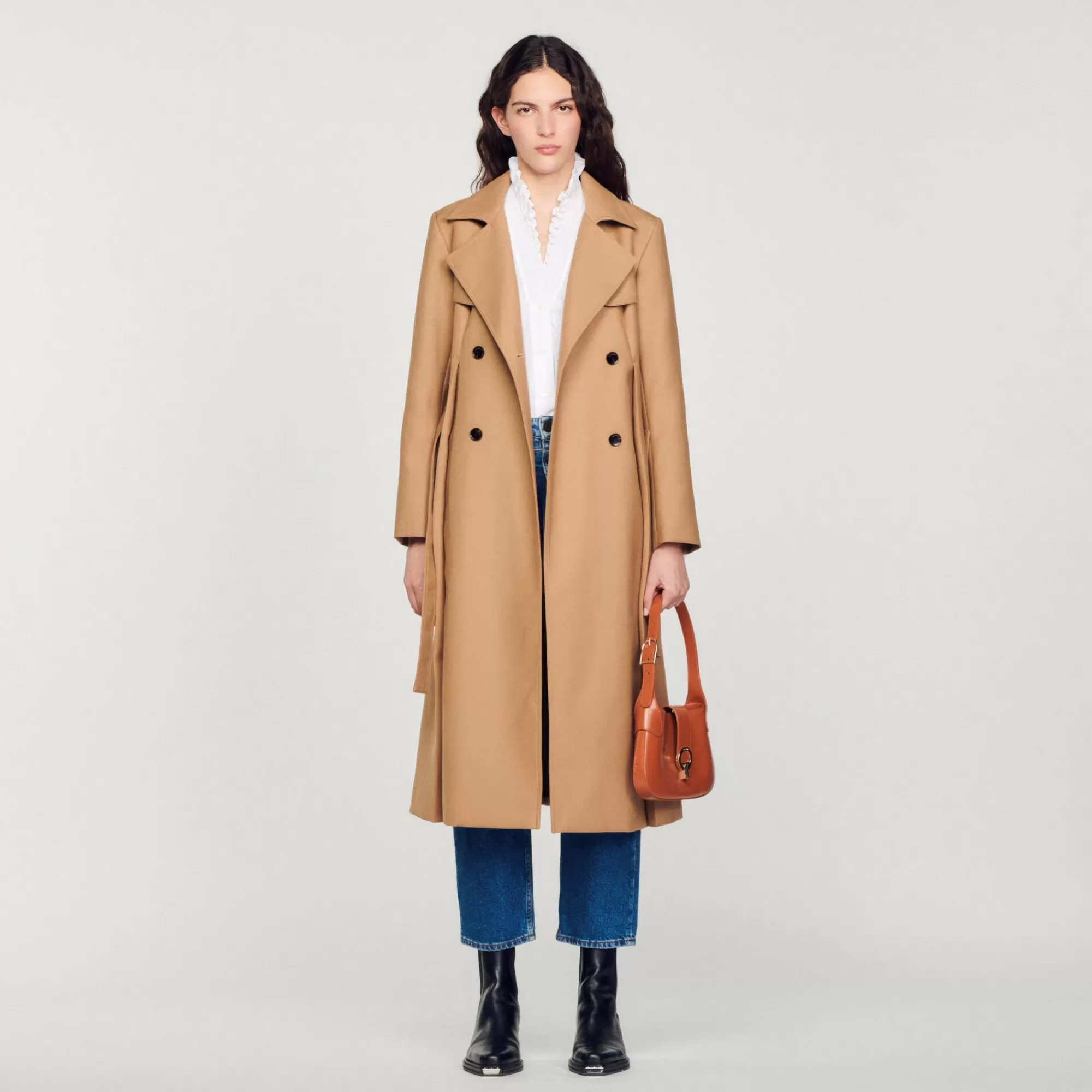 DAMES Sandro Lange Jas In Trenchcoat-stijl