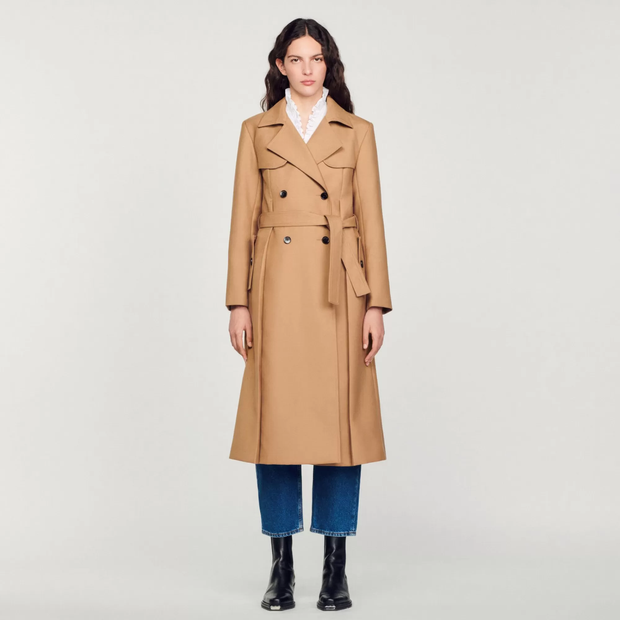 DAMES Sandro Lange Jas In Trenchcoat-stijl