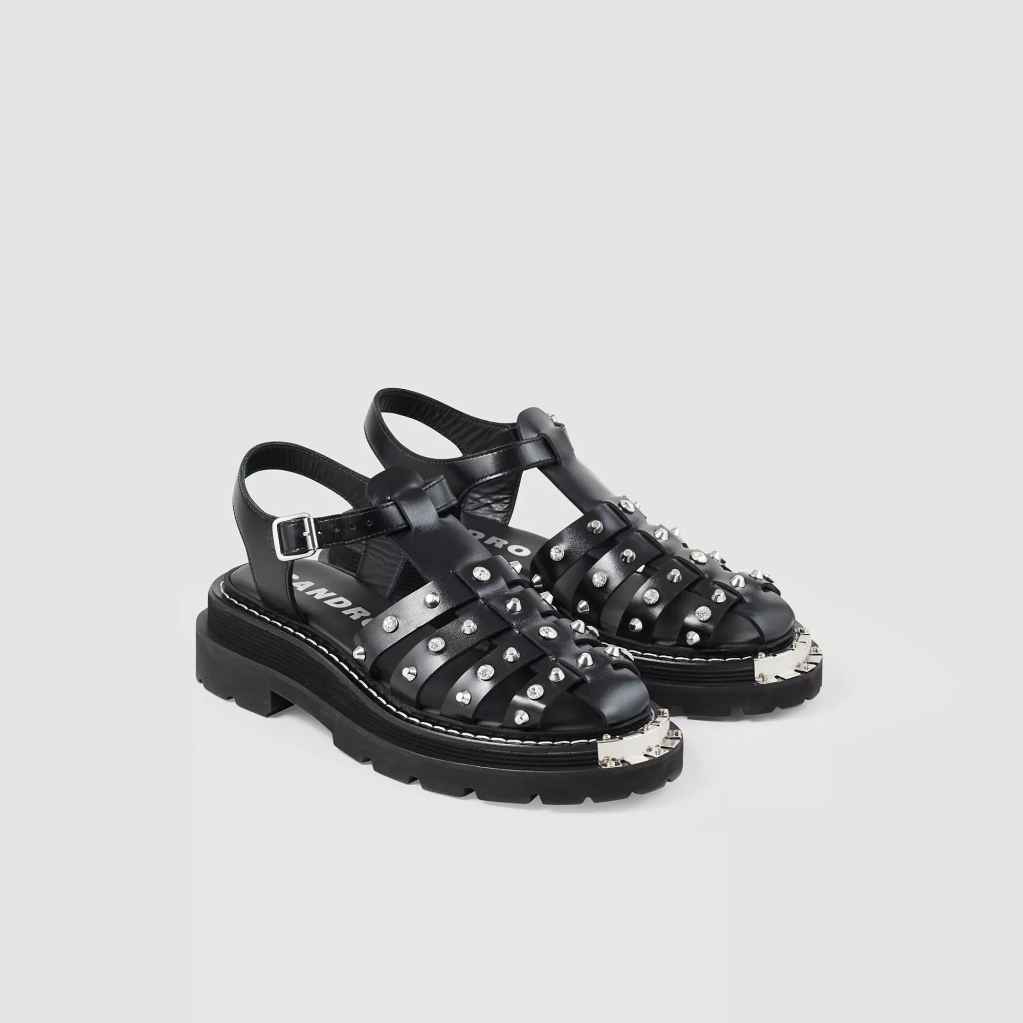 DAMES Sandro Leren Olys-sandalen Met Studs