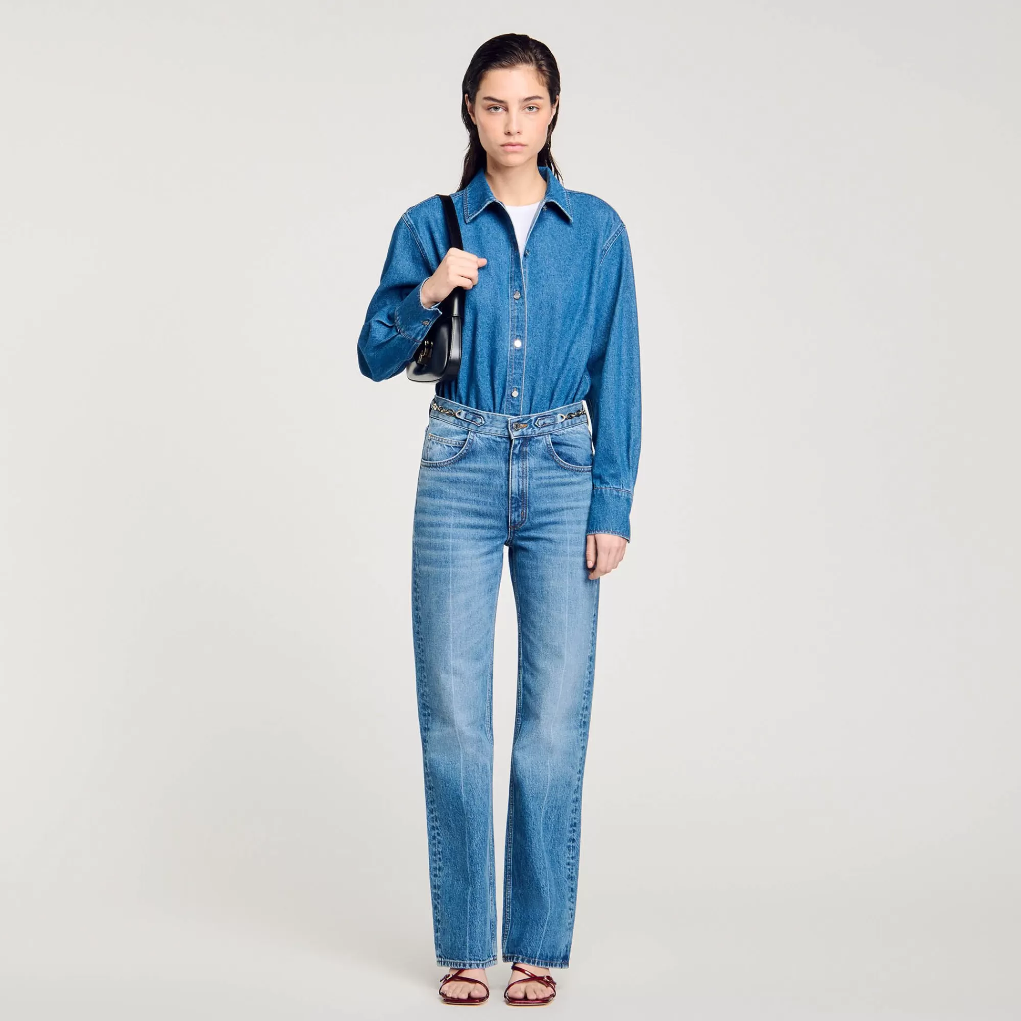 DAMES Sandro Overhemd Bodysuit Denim