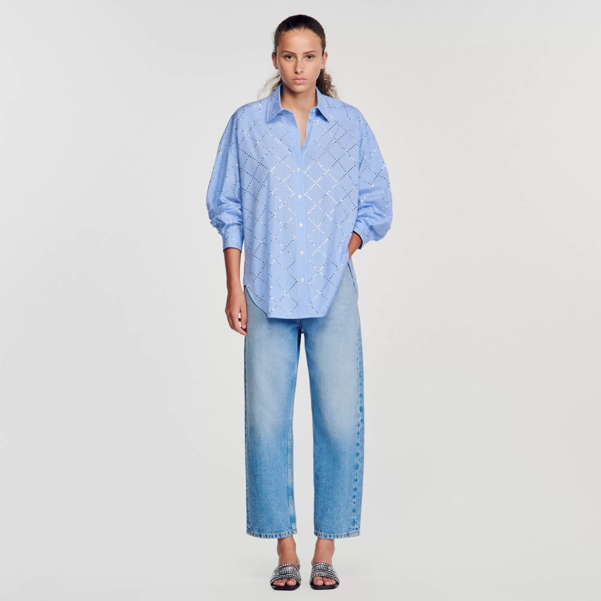 DAMES Sandro Oversized Blouse Met Stras