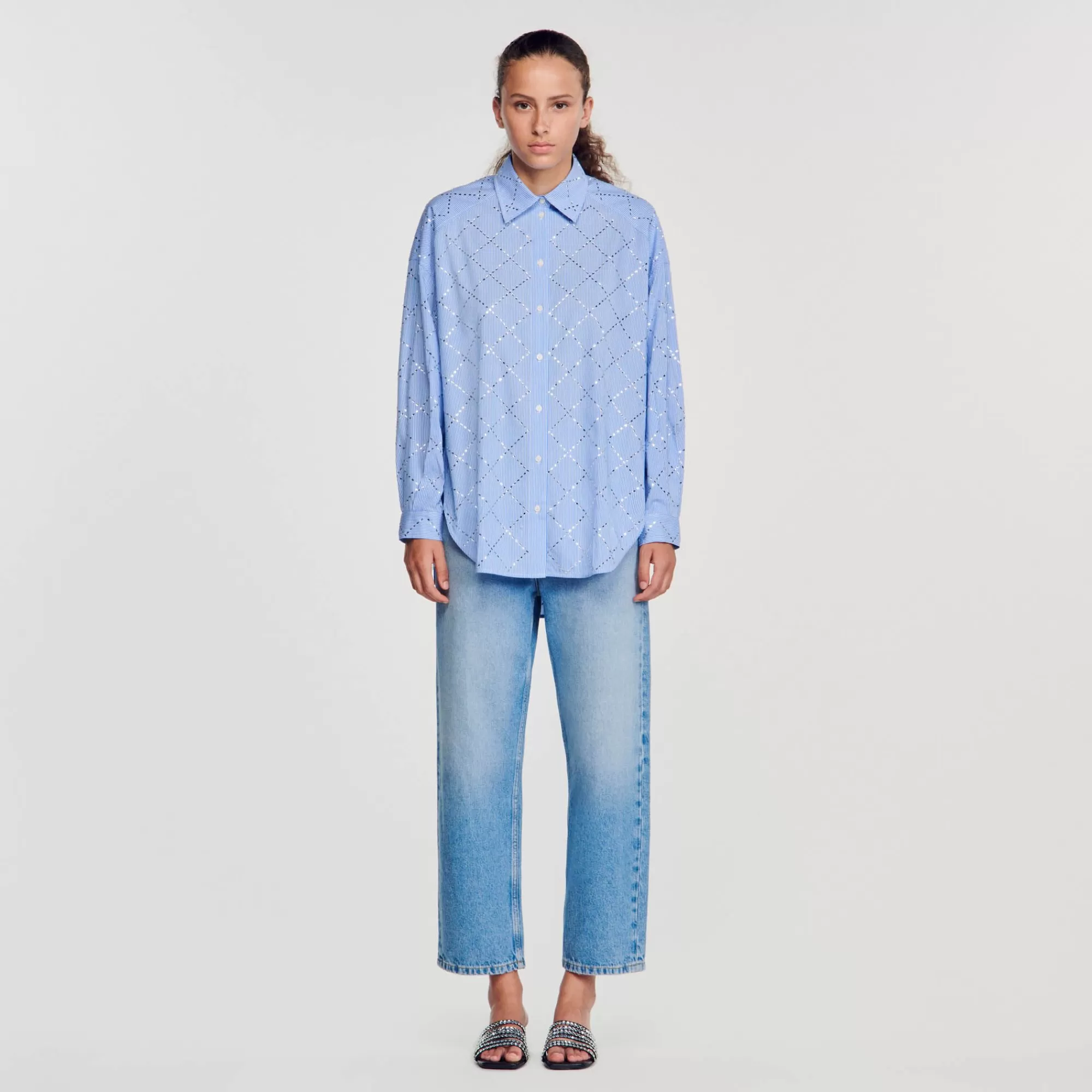 DAMES Sandro Oversized Blouse Met Stras