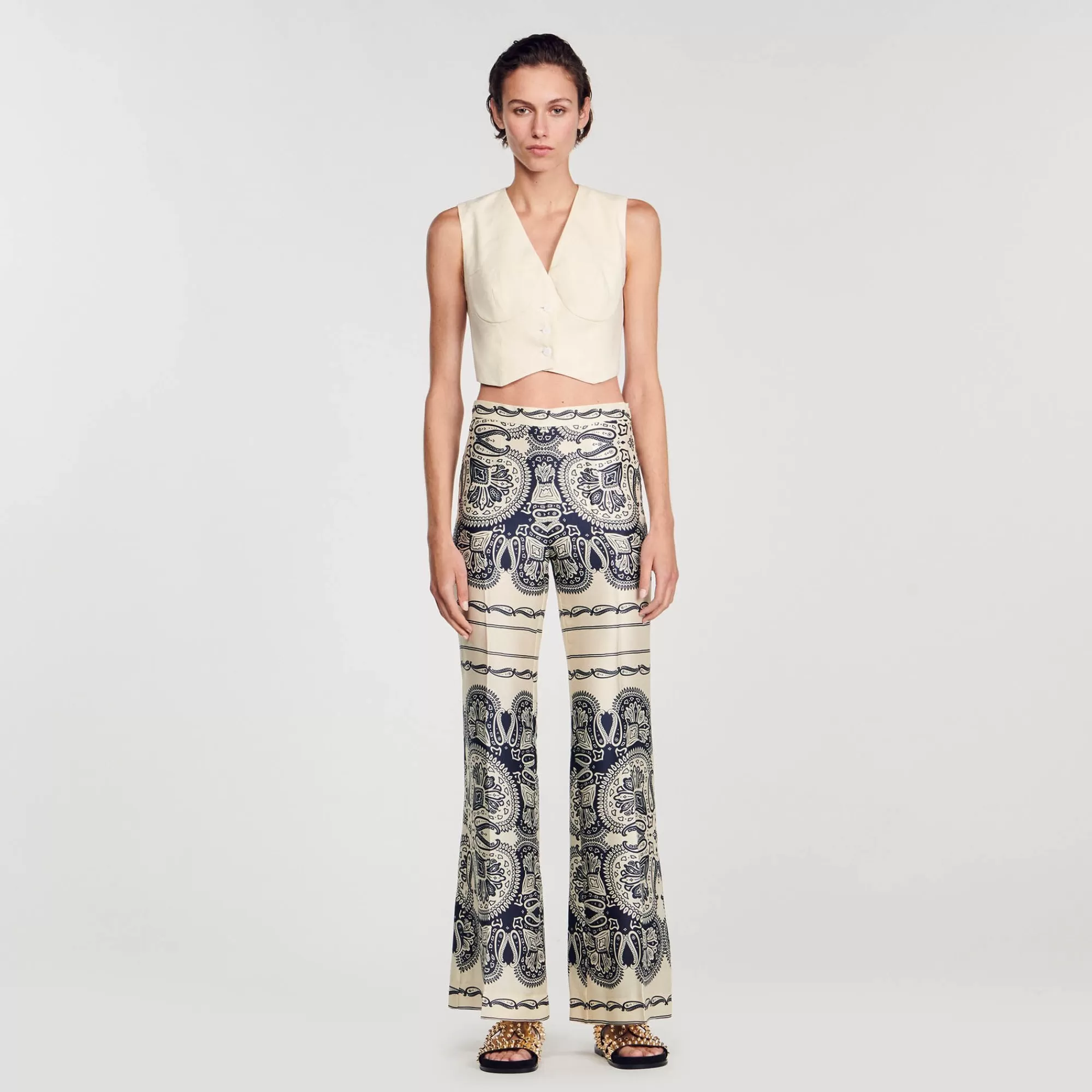 DAMES Sandro Pantalon Soepelvallend Met Print