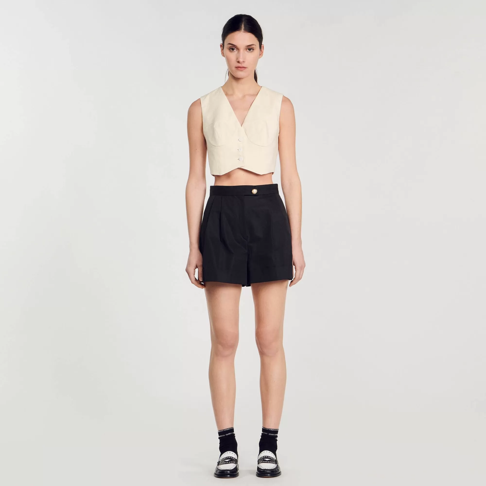 DAMES Sandro Shorts Van Gabardine Stof