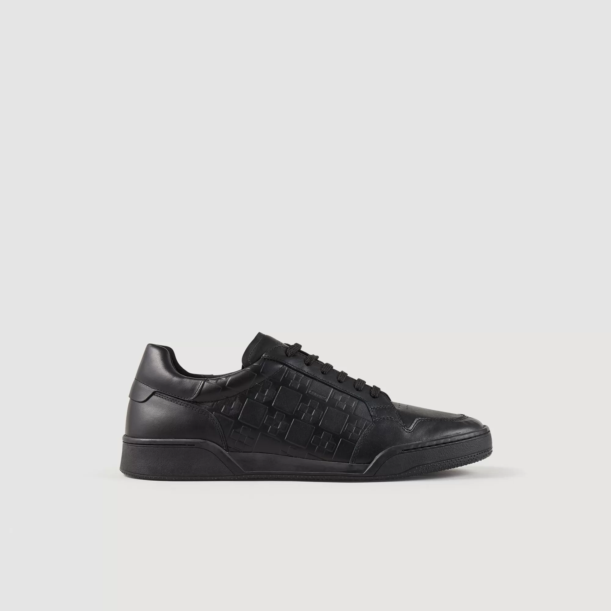 Heren Sandro Sneakers Van Reliëfleer Met Square Cross