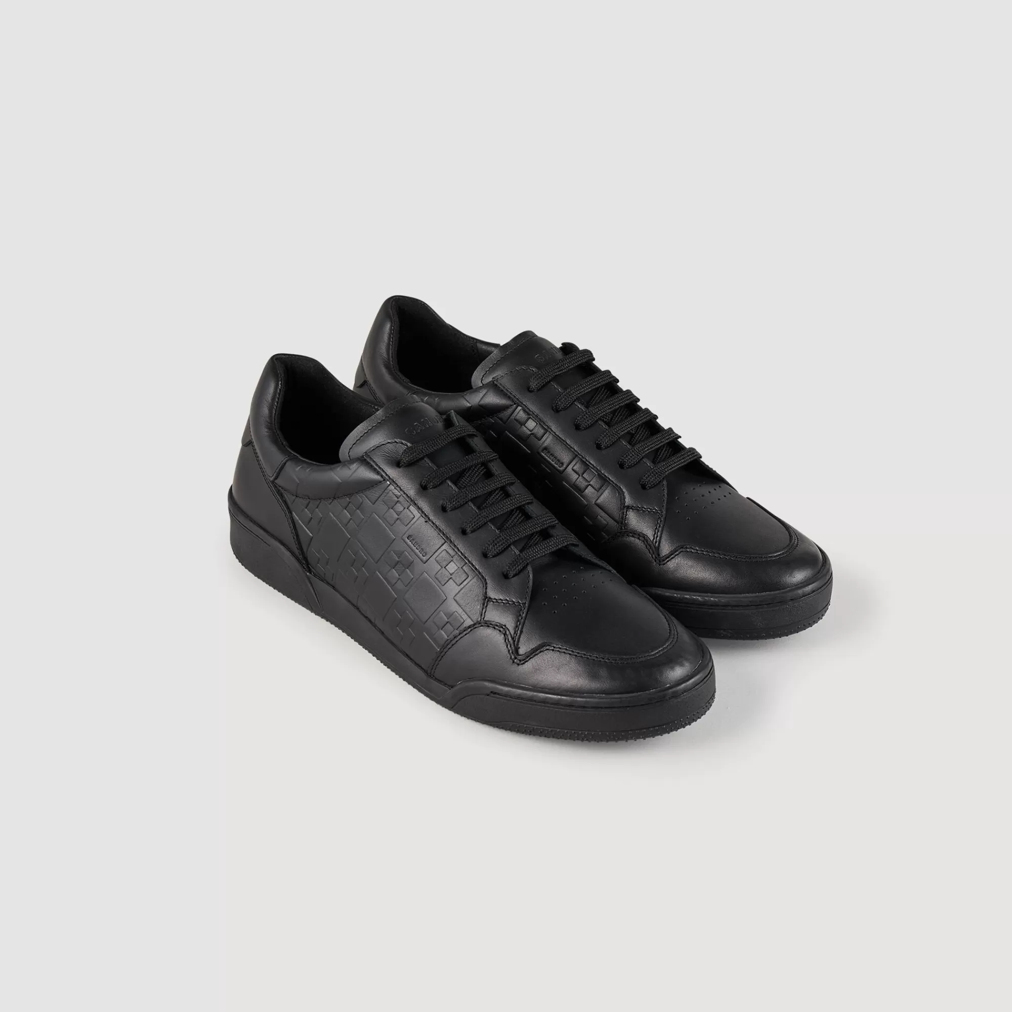 Heren Sandro Sneakers Van Reliëfleer Met Square Cross