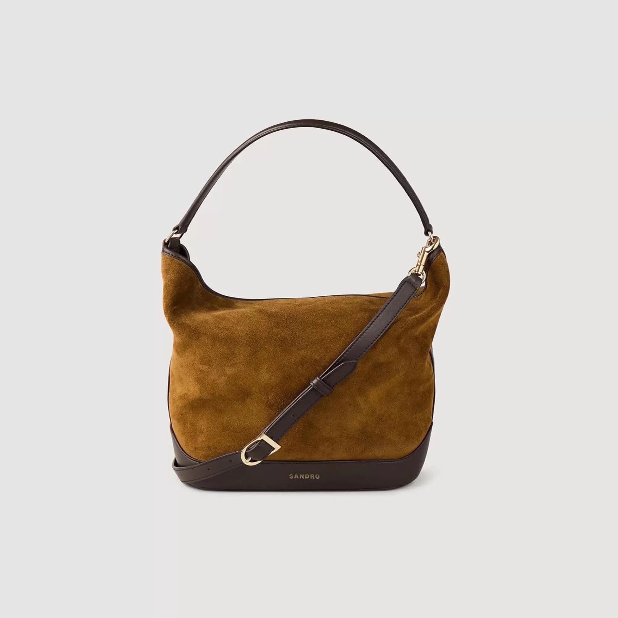 DAMES Sandro Tas Bucket Bag Leer En Suède TANGOSO