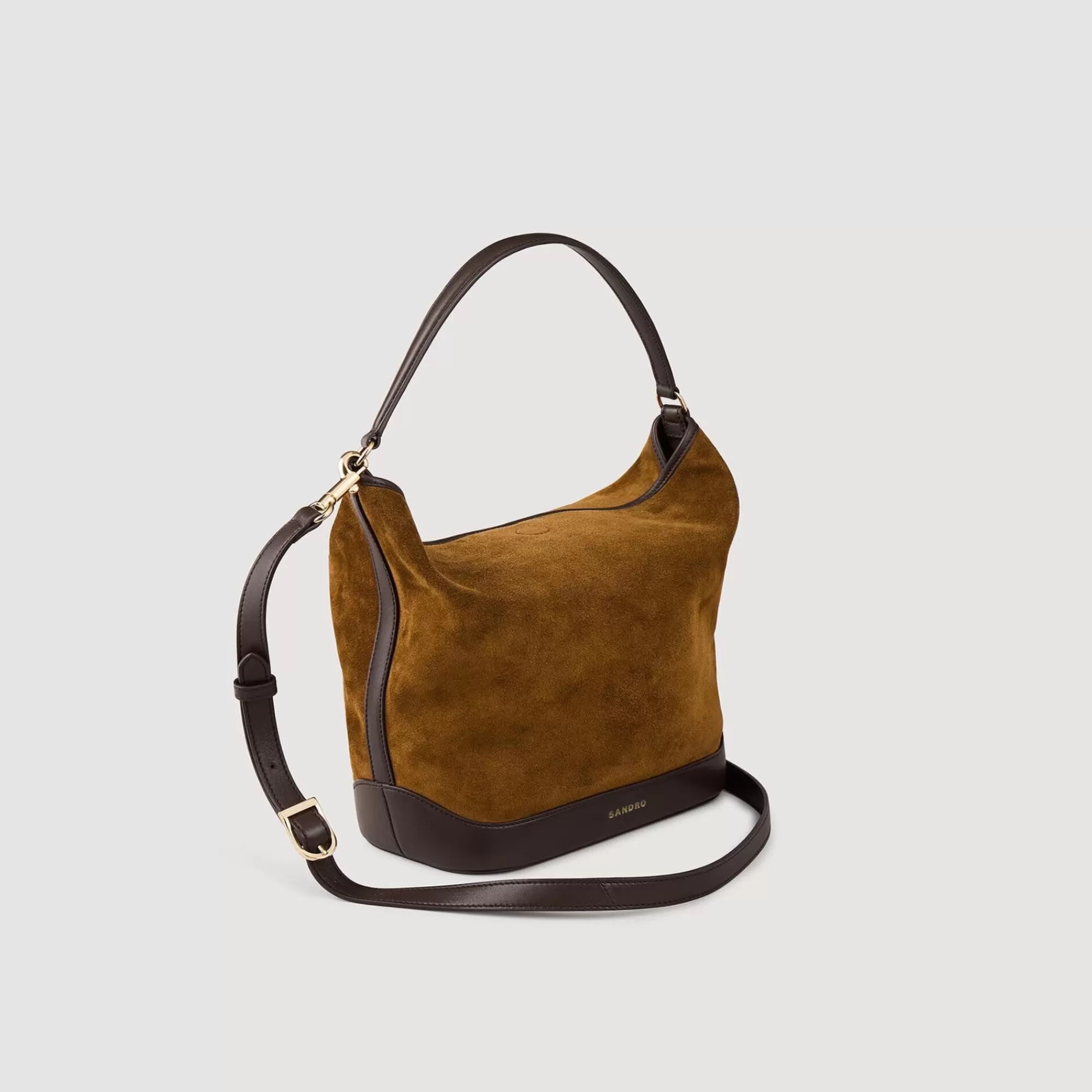 DAMES Sandro Tas Bucket Bag Leer En Suède TANGOSO