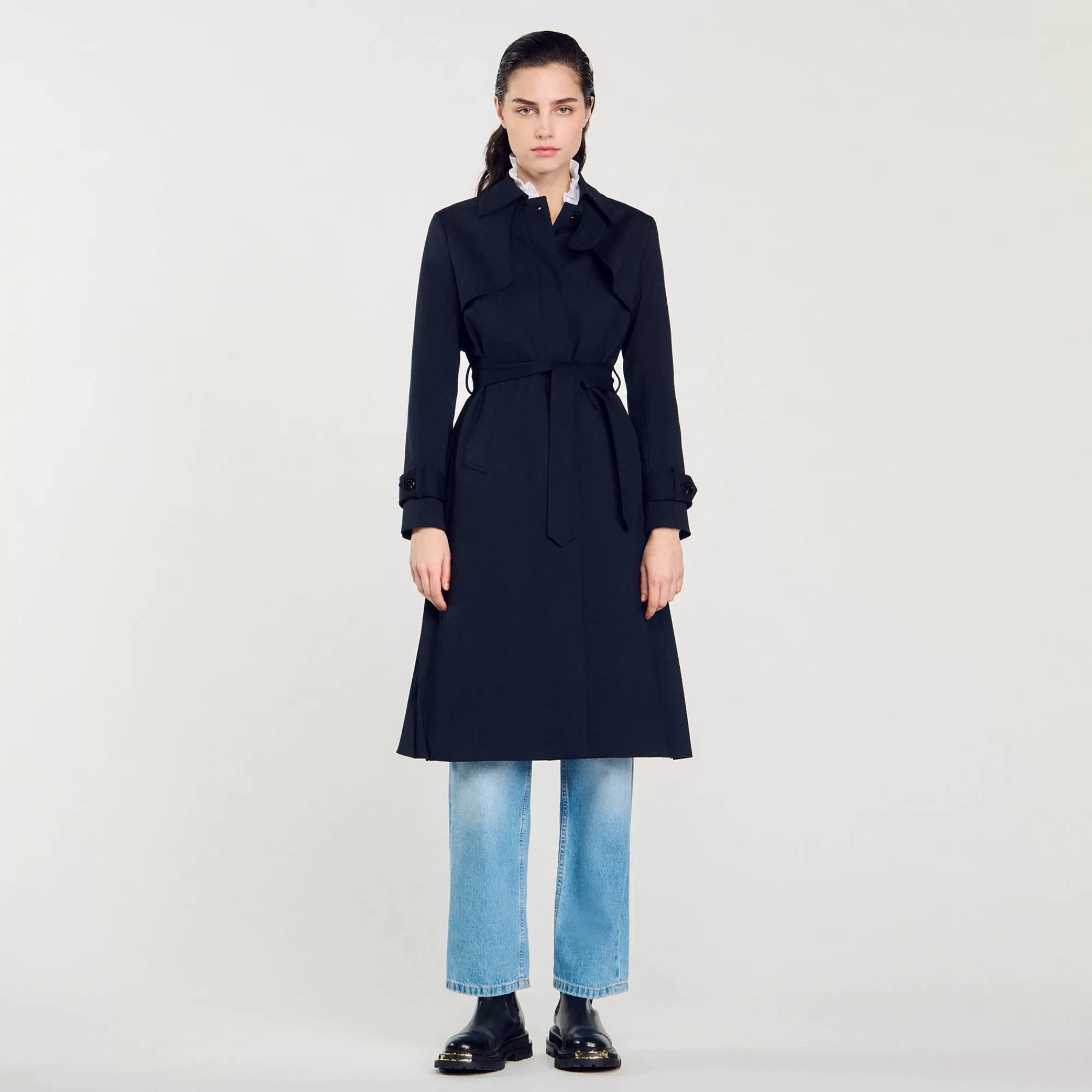 DAMES Sandro Trenchcoat Met Geplooid Inzetstuk