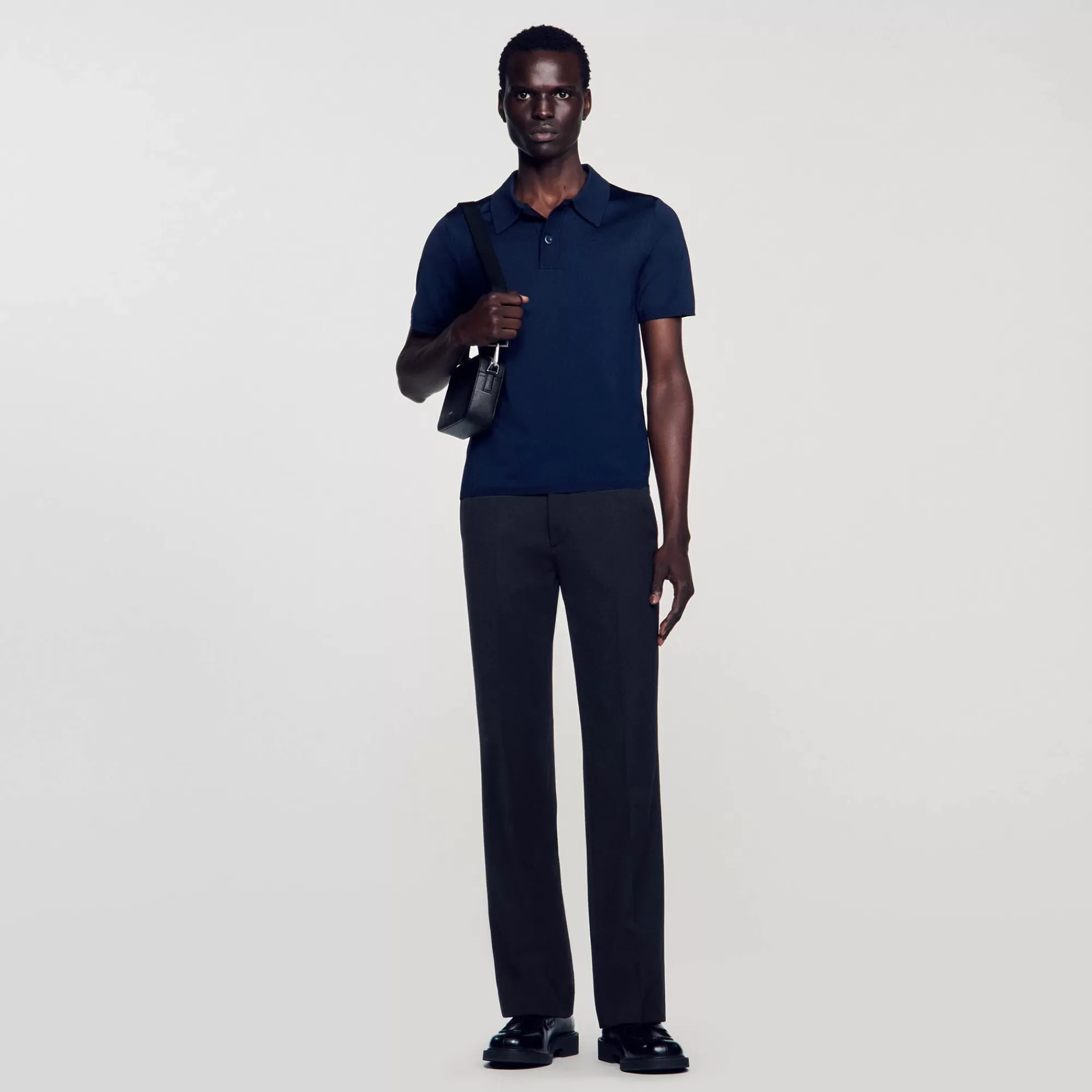 Heren Sandro Tricot Poloshirt Met Korte Mouwen