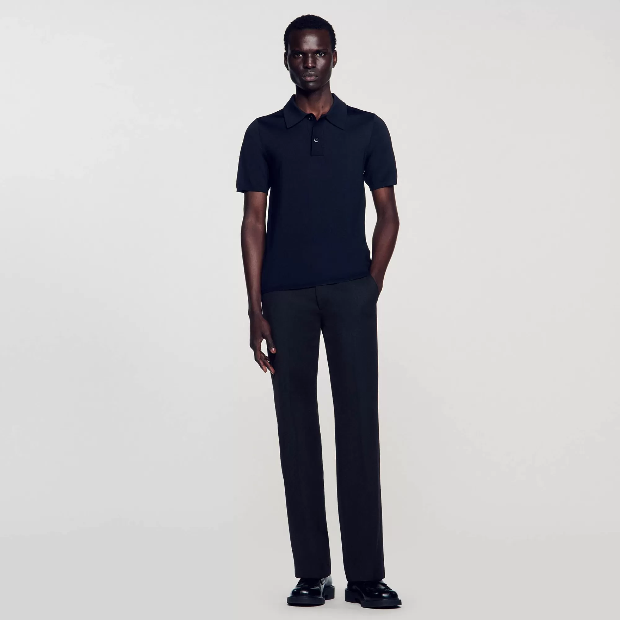 Heren Sandro Tricot Poloshirt Met Korte Mouwen