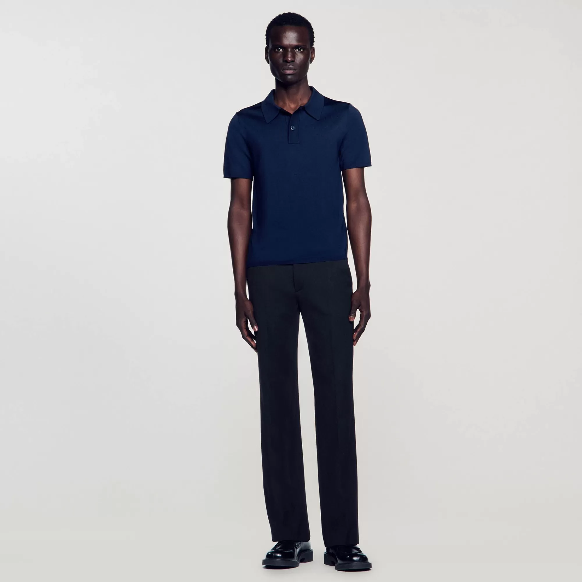 Heren Sandro Tricot Poloshirt Met Korte Mouwen