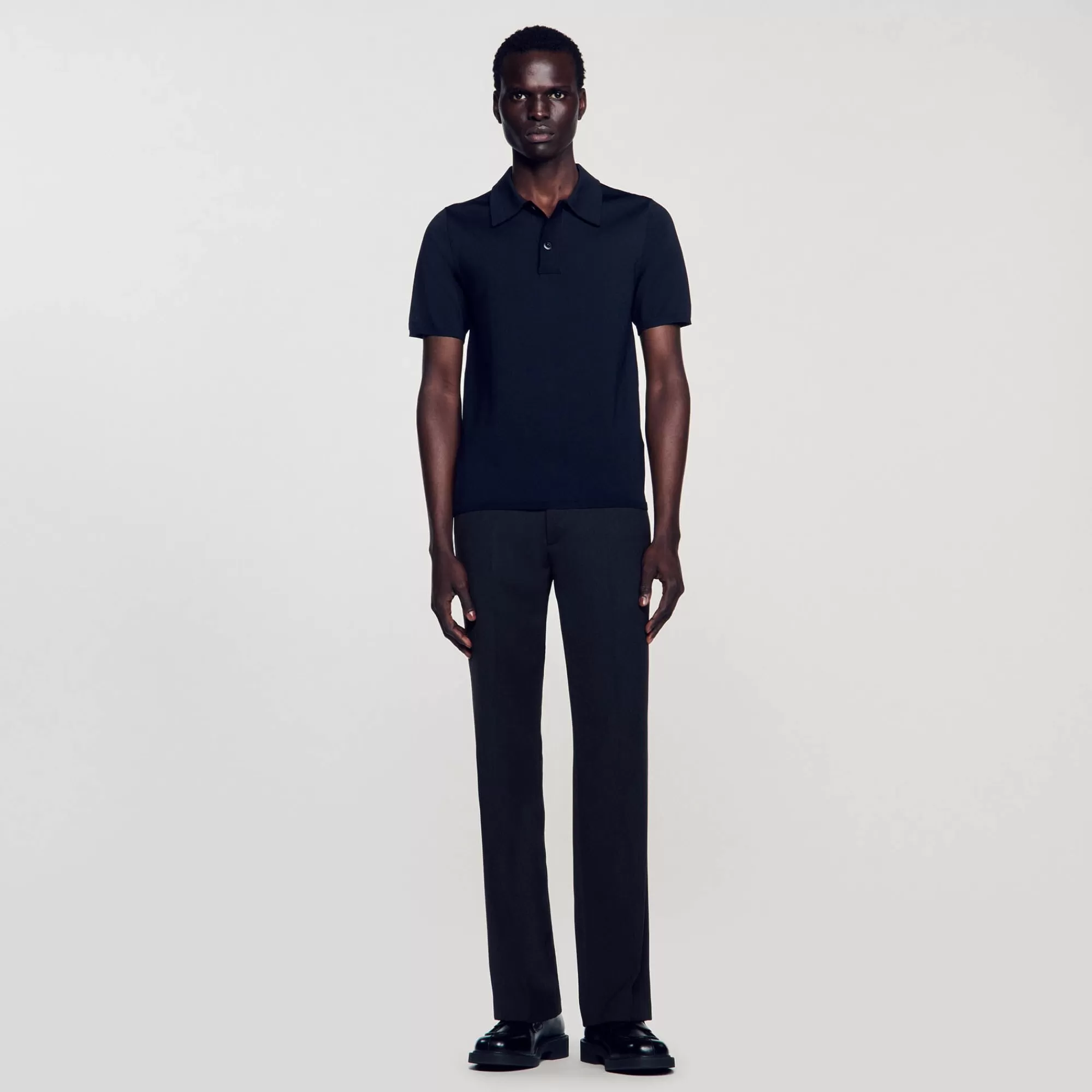 Heren Sandro Tricot Poloshirt Met Korte Mouwen