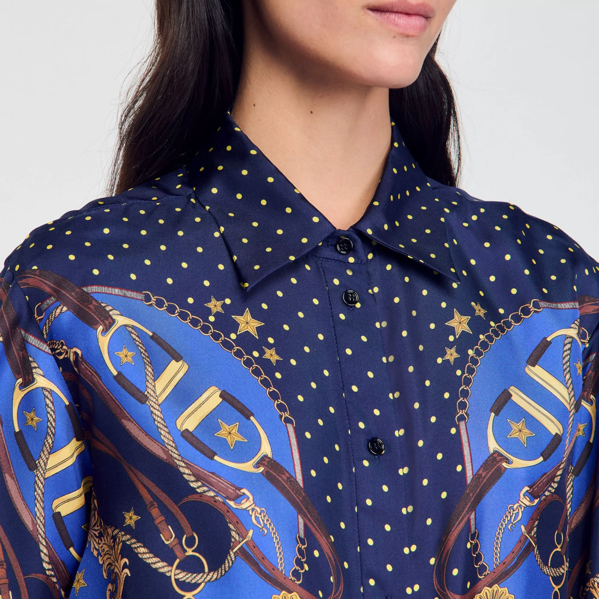 DAMES Sandro Zijden Blouse Met Print