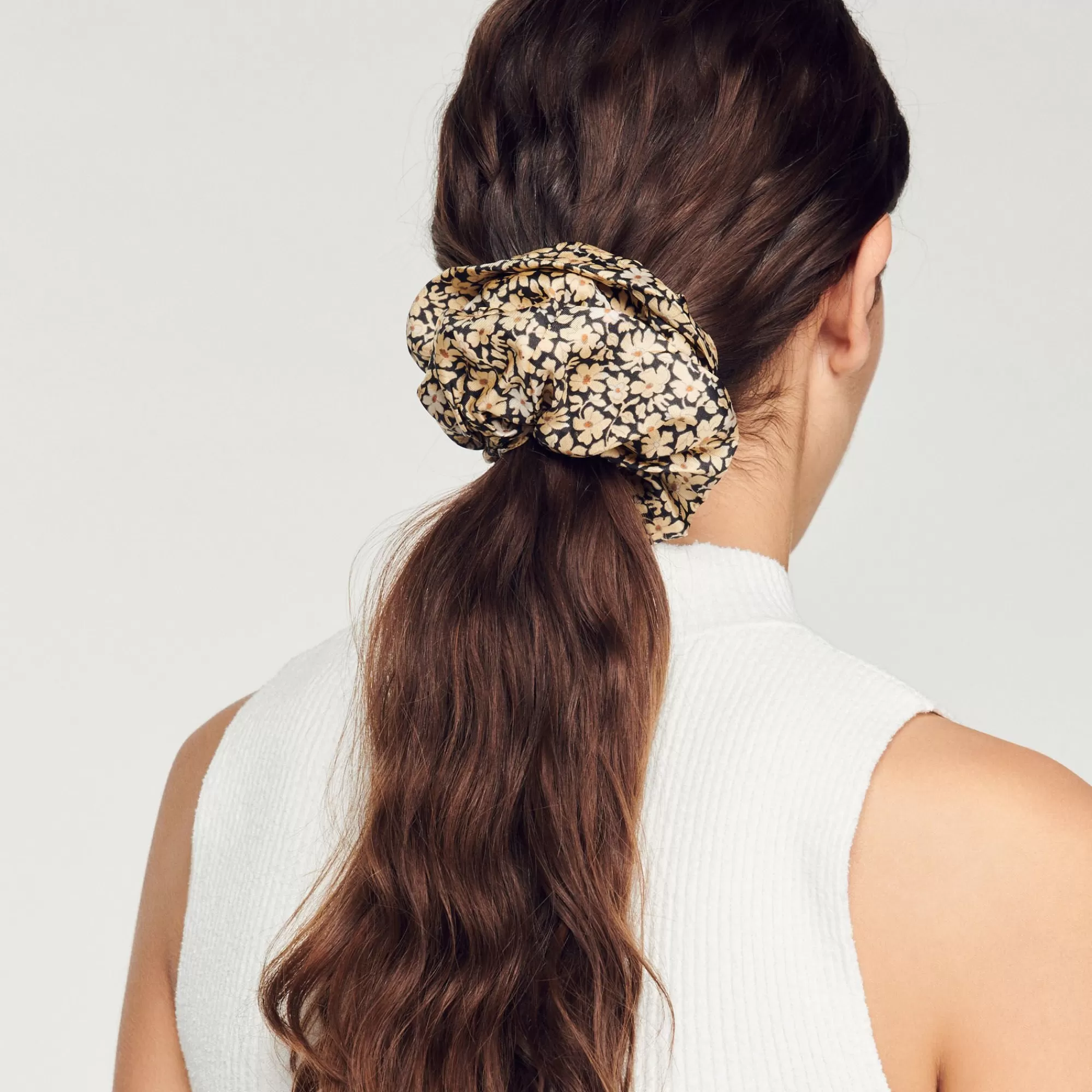 DAMES Sandro Zijden Scrunchie Met Print